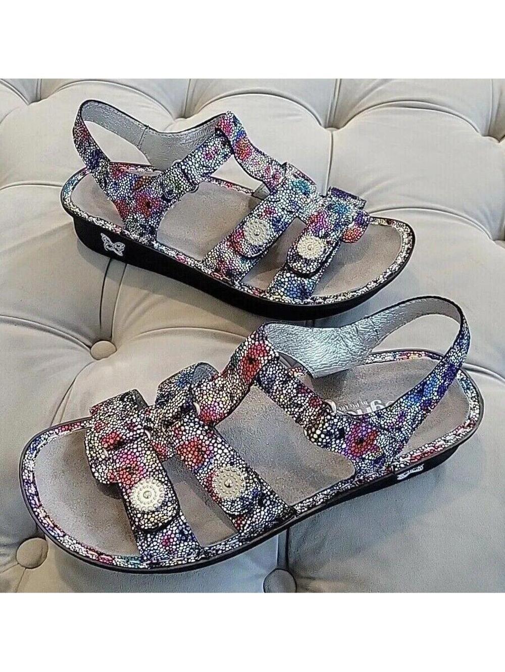 Alegria Kleo Blissful Kle-447 Silver Pink Blue Adjustable Sandals Womens 40 10